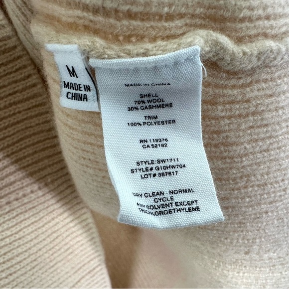 Helmut Lang Wool Cashmere Ribbed Sweater Sz Med Beige Ribbon Lace Up Long Sleeve - Picture 5 of 5